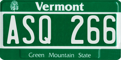 VT license plate ASQ266