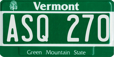 VT license plate ASQ270