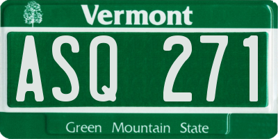 VT license plate ASQ271
