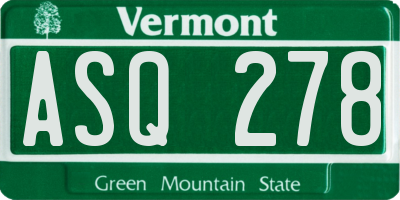 VT license plate ASQ278