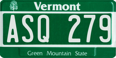VT license plate ASQ279