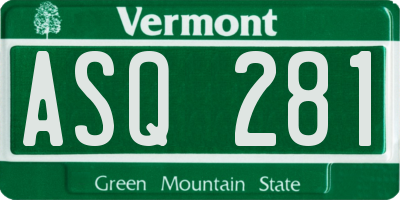 VT license plate ASQ281