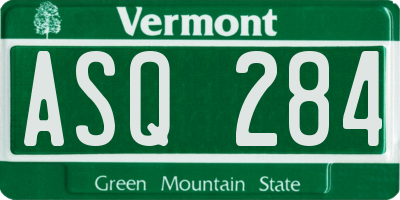 VT license plate ASQ284