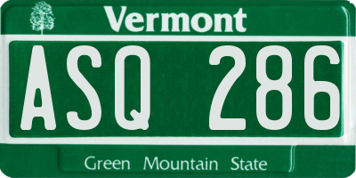 VT license plate ASQ286