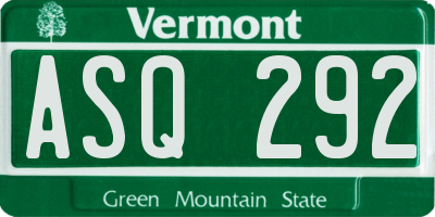 VT license plate ASQ292