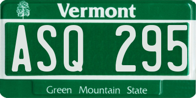 VT license plate ASQ295
