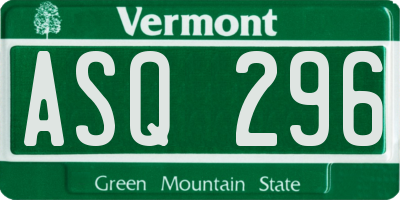 VT license plate ASQ296