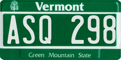 VT license plate ASQ298
