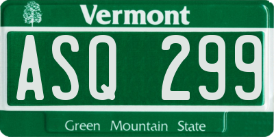 VT license plate ASQ299
