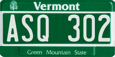 VT license plate ASQ302