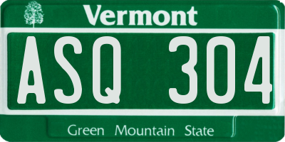 VT license plate ASQ304