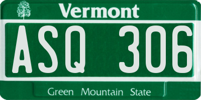 VT license plate ASQ306