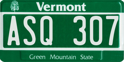 VT license plate ASQ307