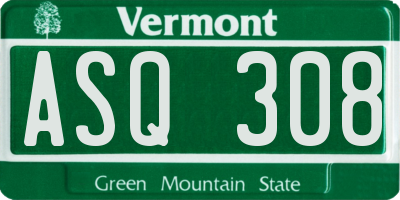 VT license plate ASQ308