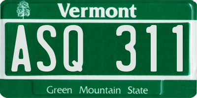 VT license plate ASQ311
