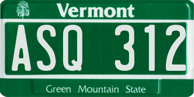 VT license plate ASQ312