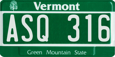VT license plate ASQ316