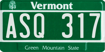 VT license plate ASQ317