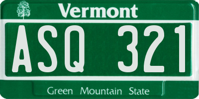 VT license plate ASQ321