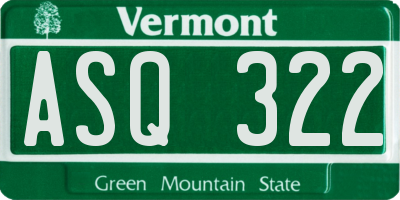 VT license plate ASQ322
