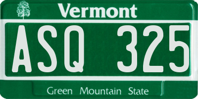 VT license plate ASQ325