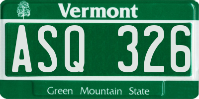VT license plate ASQ326