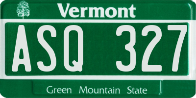 VT license plate ASQ327