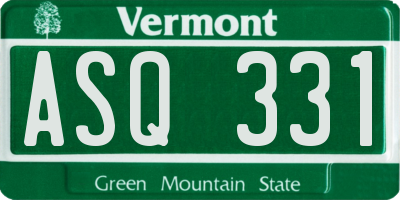 VT license plate ASQ331