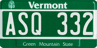VT license plate ASQ332