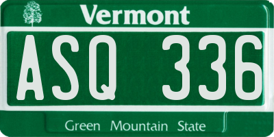 VT license plate ASQ336