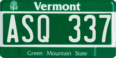 VT license plate ASQ337