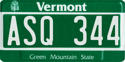 VT license plate ASQ344