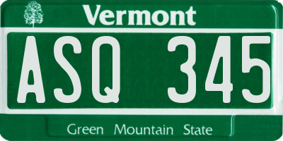 VT license plate ASQ345
