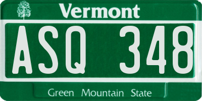 VT license plate ASQ348