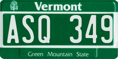 VT license plate ASQ349