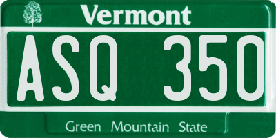 VT license plate ASQ350