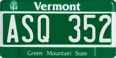 VT license plate ASQ352