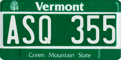 VT license plate ASQ355