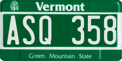 VT license plate ASQ358