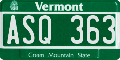VT license plate ASQ363