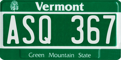 VT license plate ASQ367