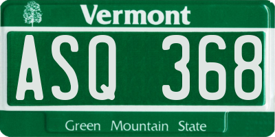 VT license plate ASQ368
