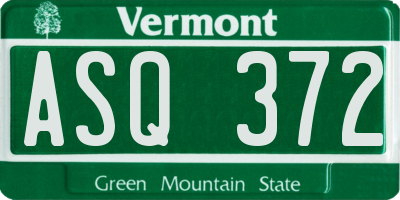 VT license plate ASQ372