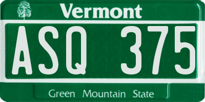 VT license plate ASQ375