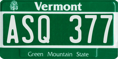 VT license plate ASQ377