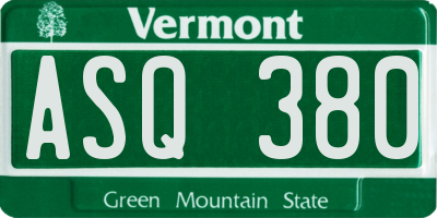 VT license plate ASQ380
