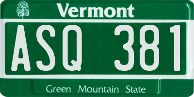 VT license plate ASQ381