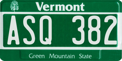 VT license plate ASQ382