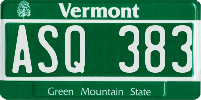 VT license plate ASQ383