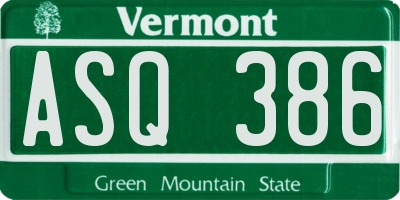 VT license plate ASQ386